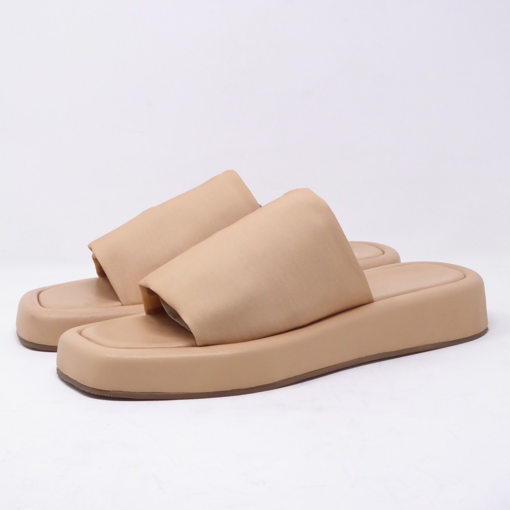 Loeffler Randall Deryn Slide Sandals Tan Leather Square Toe Platform Womens 11 - Picture 5 of 10